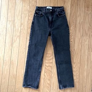 Black Ultra high waist ankle straight Abercrombie jeans
